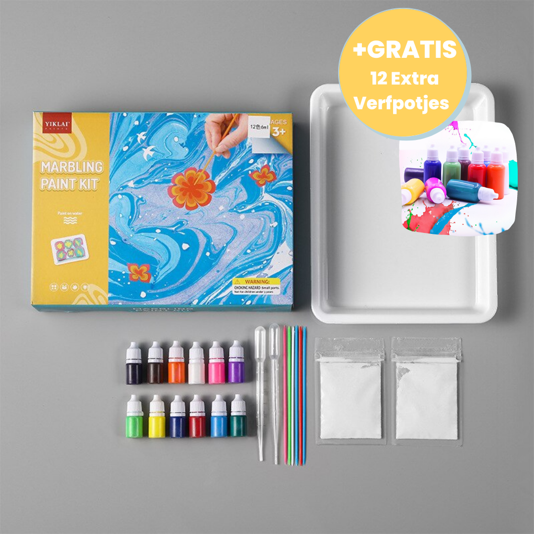 Marbling Waterkunst Schilder Set™ + GRATIS set met 12 extra verfpotjes (t.w.v. €30)