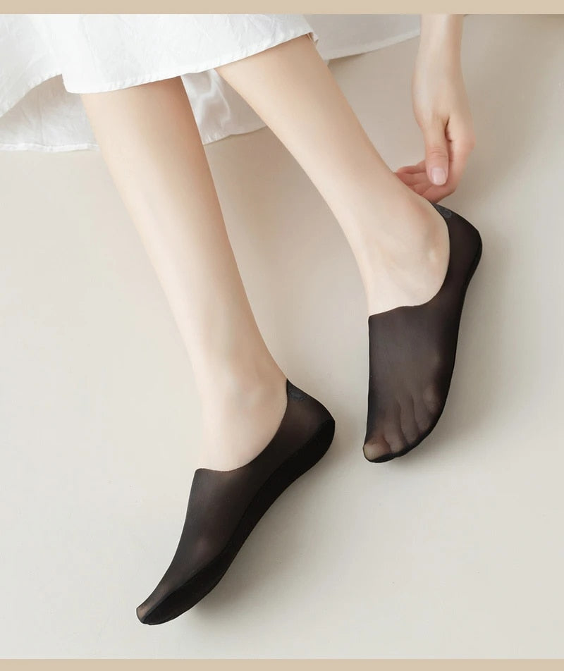 Silk Serene™ Transparante antislip sokken