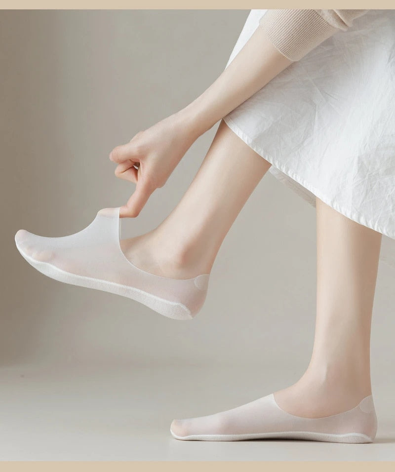 Silk Serene™ Transparante antislip sokken